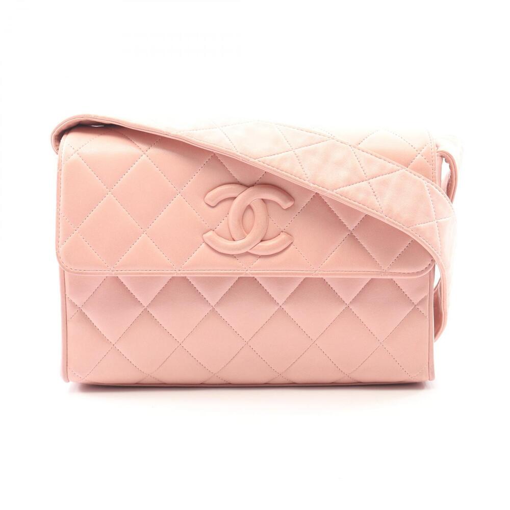 Chanel Matelasse Shoulder Bag Lambskin Sheepskin Leather Pink